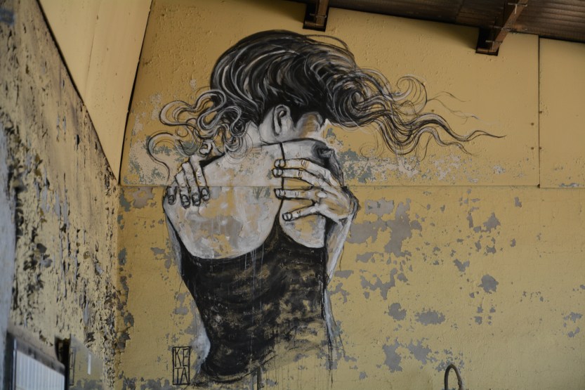 woman on wall